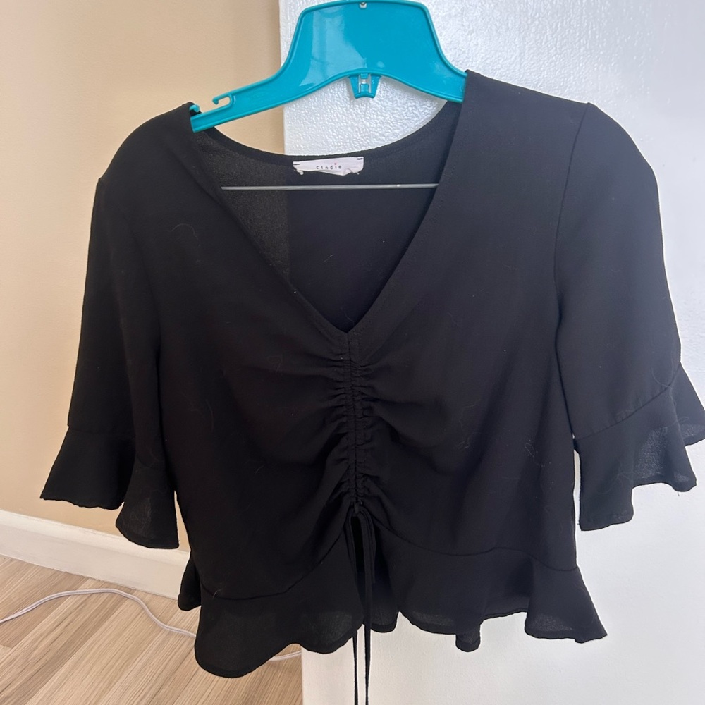 Elodie Black Ruched Blouse